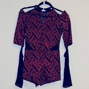 Weissman red black Dance simetrical Sequin Costume M adult inner lining …